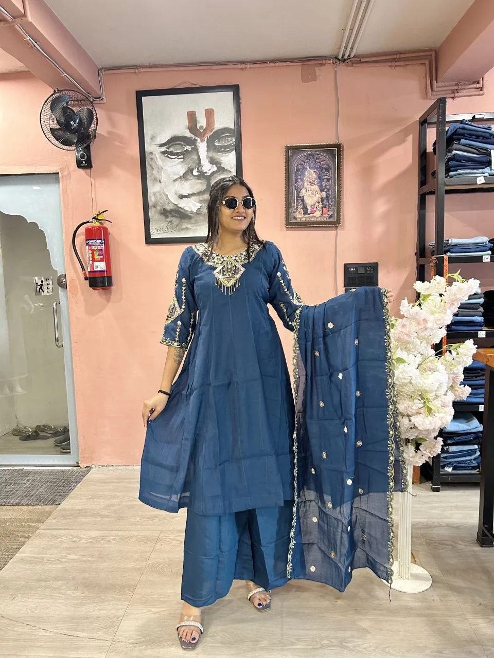 RRD Rekha Chanderi With Embroidery work Kurti Bottom Dupatta Set Wholesale