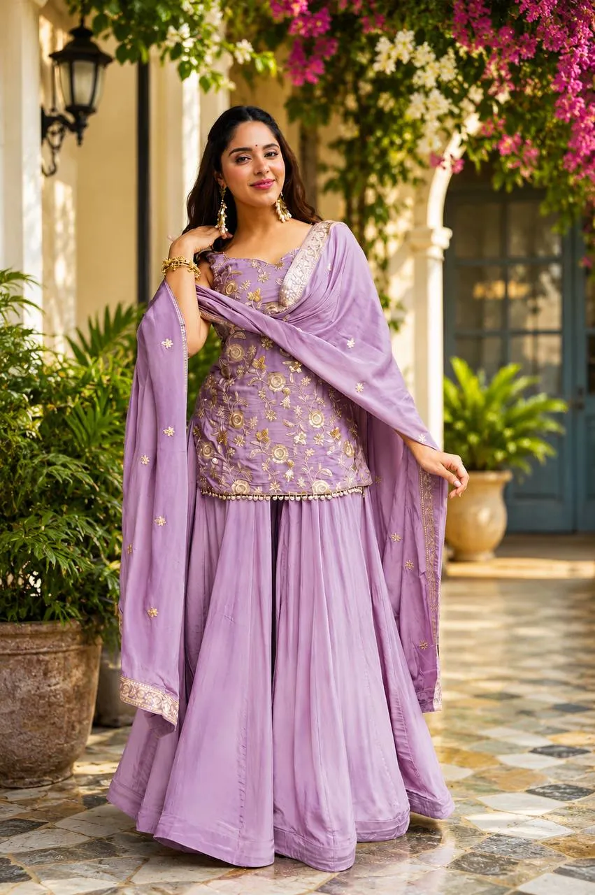 Beautiful STD 6134 Heavy diamond Silk With Sequins Zari & Thread work Sarara Wholesale Surat 2026