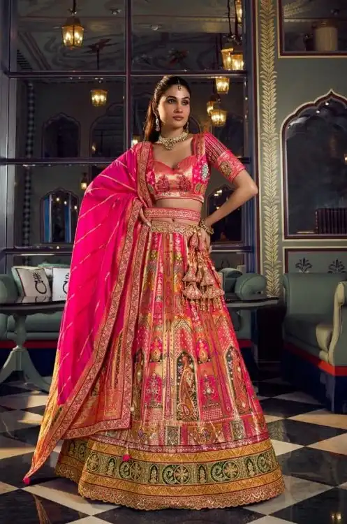 Vrindavan Vol 73 Banarasi Silk With Embroidery Stone & Zari Work Bridal Lehenga Choli Wholesale Surat