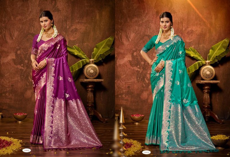 Bunawat Masru Satan Vol 3 Satin Silk Sangam Prints Saree Collection Wholesale