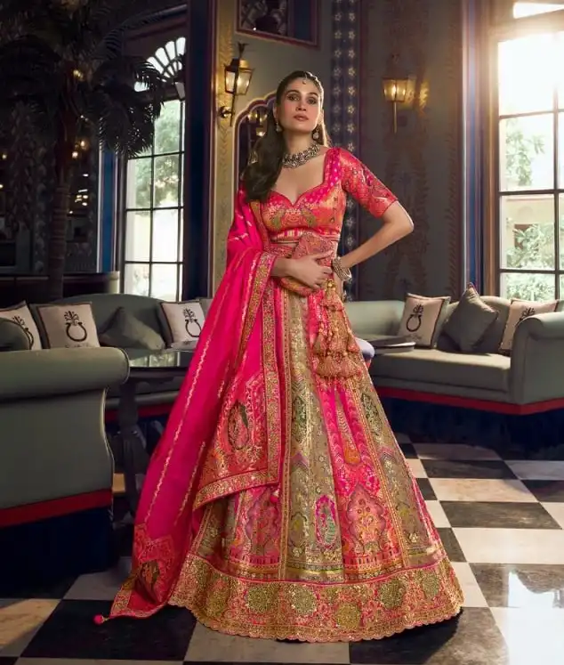Vrindavan Vol 73 Banarasi Silk With Embroidery Stone & Zari Work Bridal Lehenga Choli Wholesale Surat