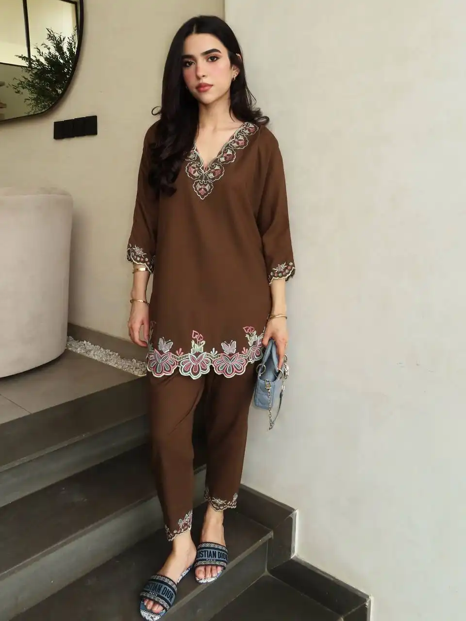 BV 511 French Crap Embroidery Work Co Ord Set Wholesale Surat