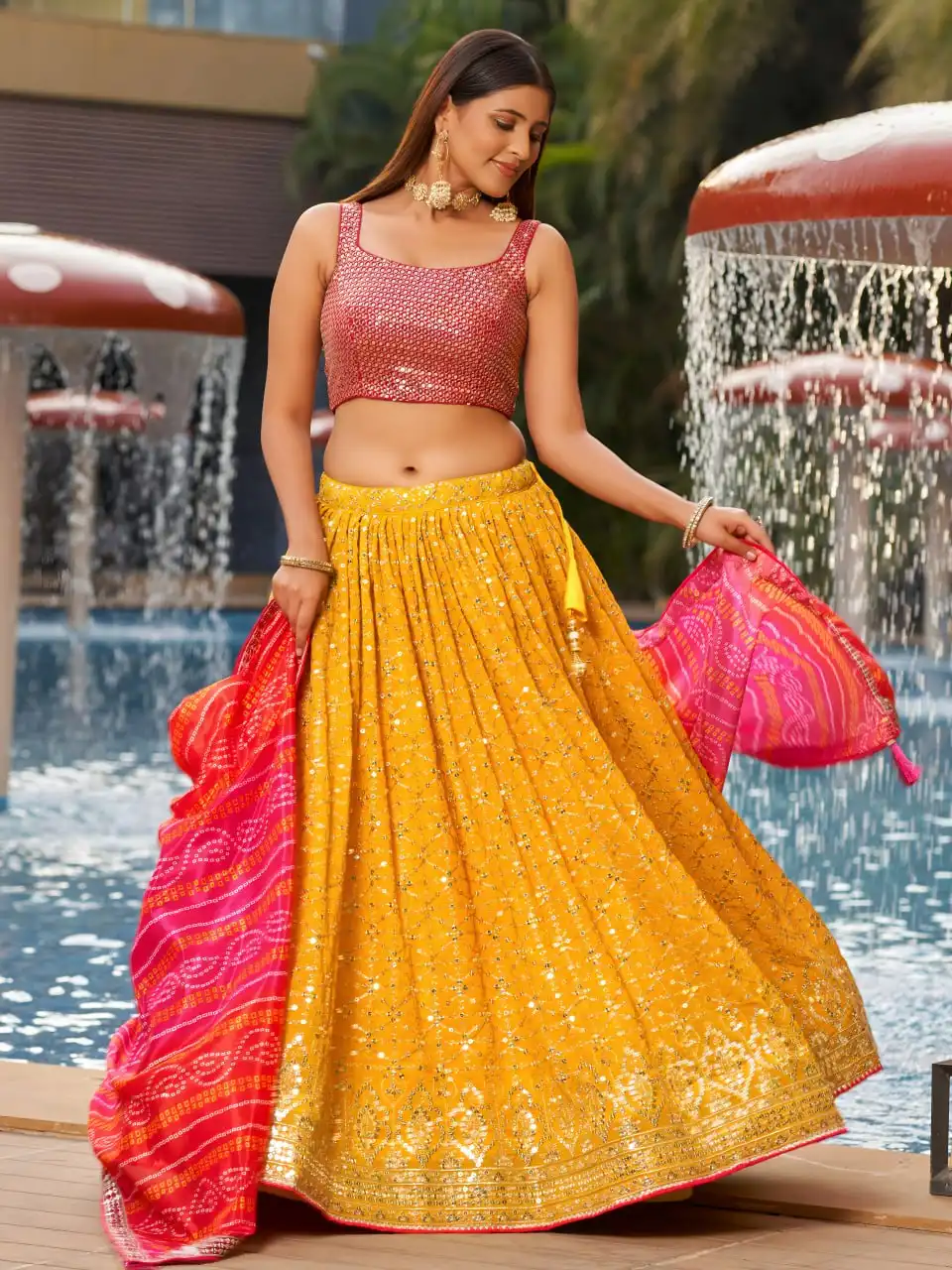 ZEEL 8008 Georgette With Sequins Embroidery Work Lehenga Choli Wholesale Supplier