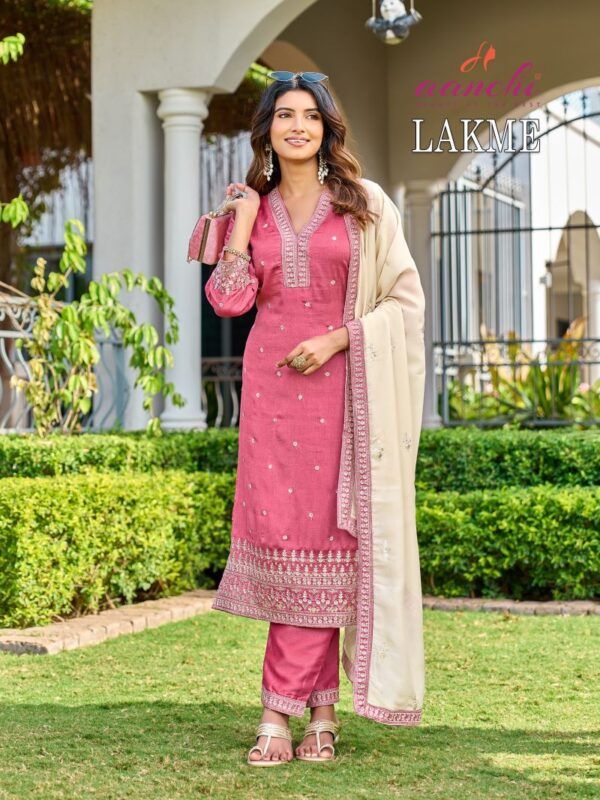 Launching Aanchi Lakme Vichitra Silk Embroidered Kurti With Bottom Dupatta Wholesale 2026