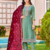 Launching Aanchi Password Vichitra Shimmer Embroidered Kurti WIth Bottom Dupatta Wholesale 2026