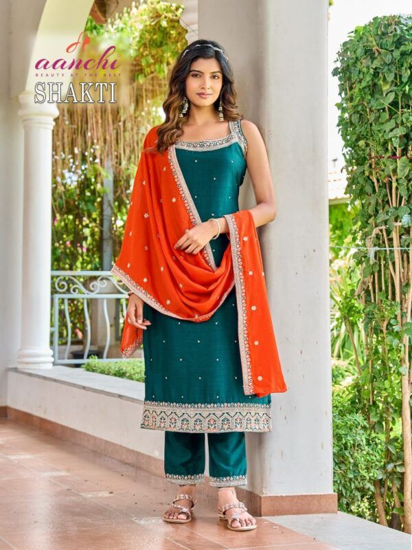 Stylish Aanchi Shakti Vichitra Silk Embroidered Kurti With Bottom Dupatta Wholesale 2026