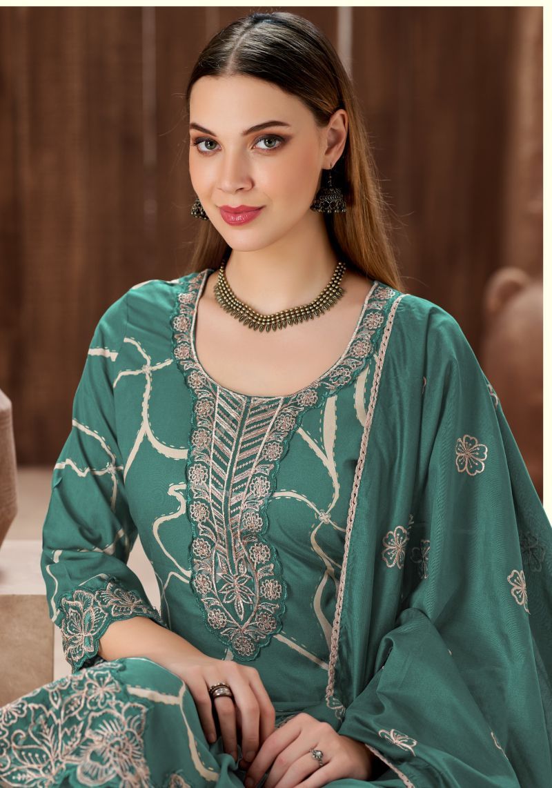 Alok Apple Cut Edition 2 Viscose Rayon Foil Print Embroidered Dress Material Wholesale