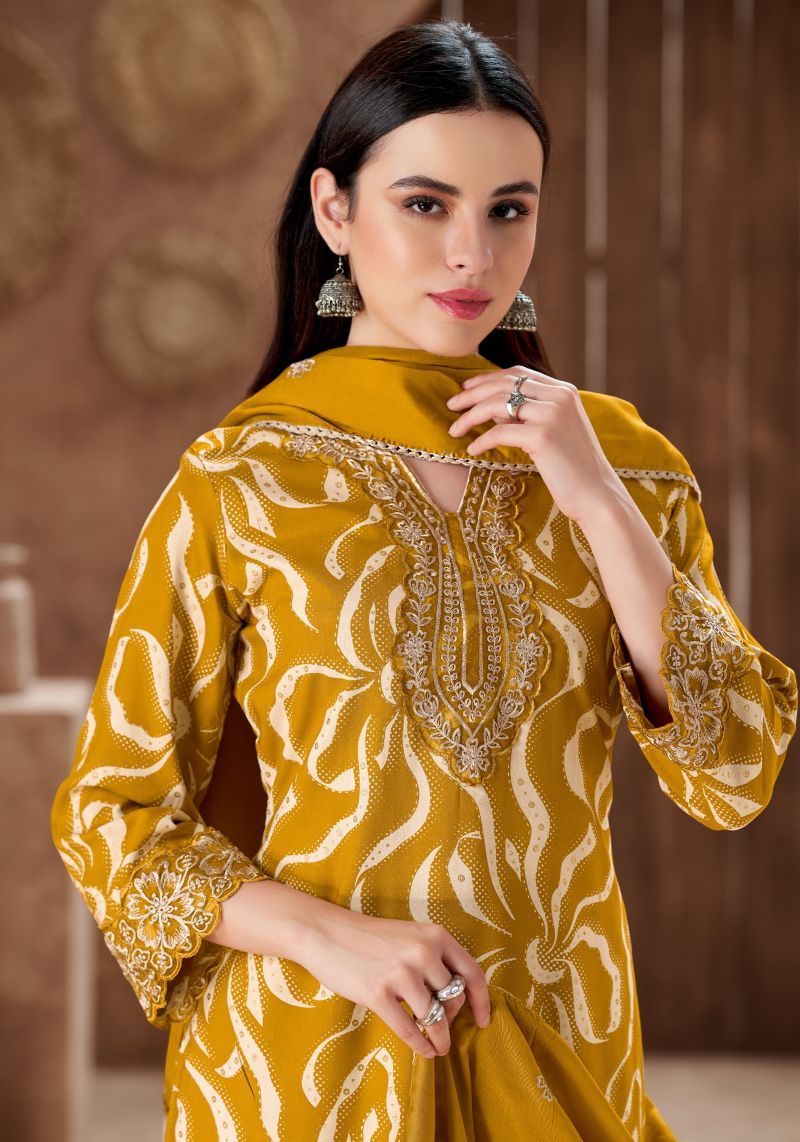 Alok Apple Cut Edition 2 Viscose Rayon Foil Print Embroidered Dress Material Wholesale