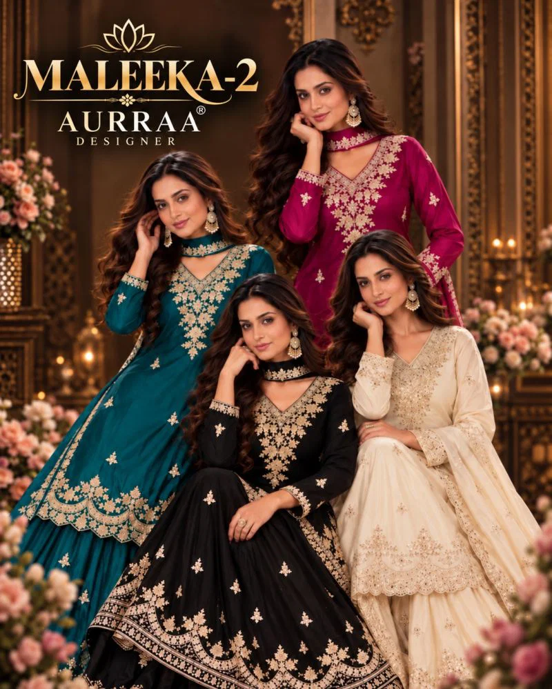 Aurraa Maleeka Vol 2 Chinon Embroidered Salwar Kameez Collection Wholesale