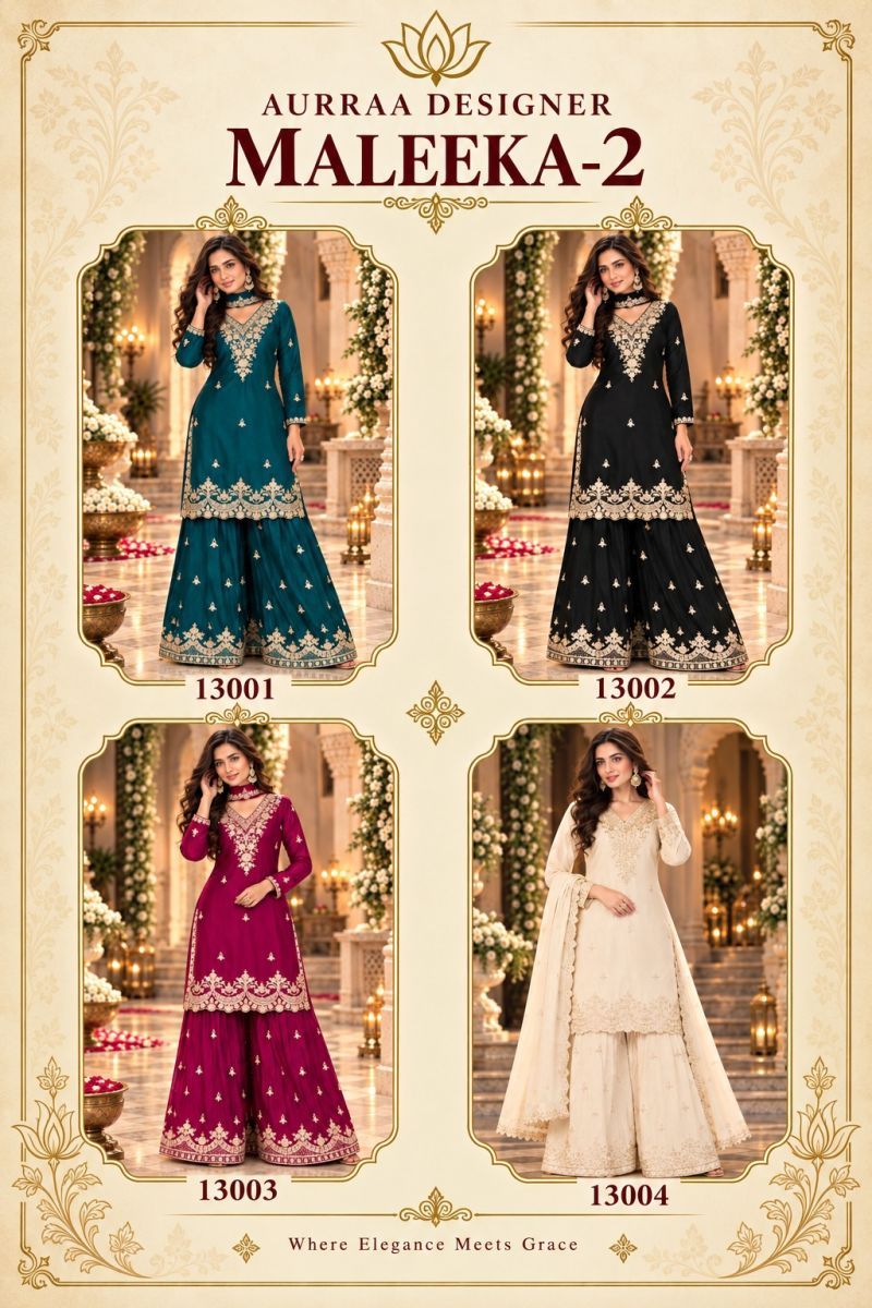 Beautiful Aurraa Maleeka Vol 2 Chinon Embroidered Salwar Kameez Collection Wholesale 2026