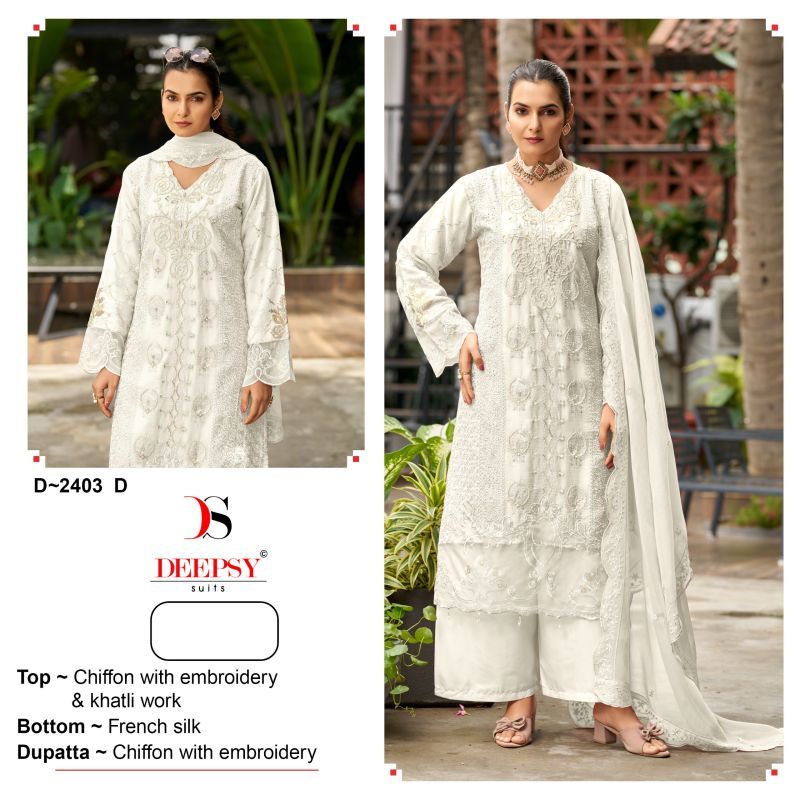 Deepsy D 2403 A To D Chiffon Embroidered Salwar Kameez Collection Wholesale