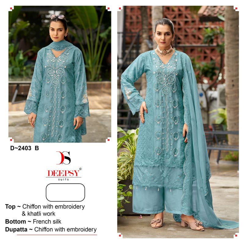 Deepsy D 2403 A To D Chiffon Embroidered Salwar Kameez Collection Wholesale
