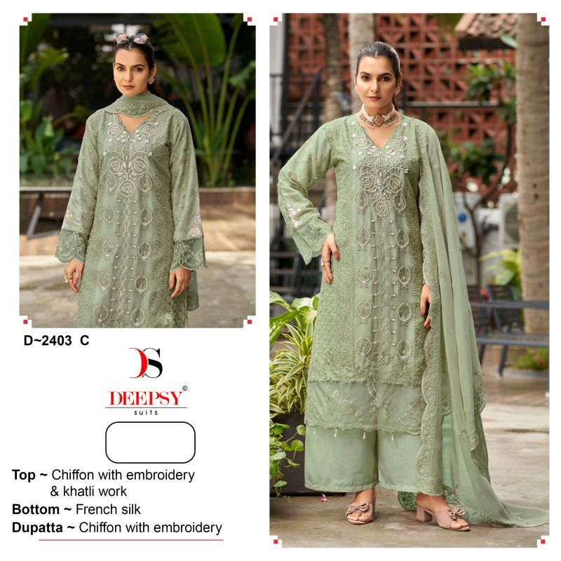 Deepsy D 2403 A To D Chiffon Embroidered Salwar Kameez Collection Wholesale