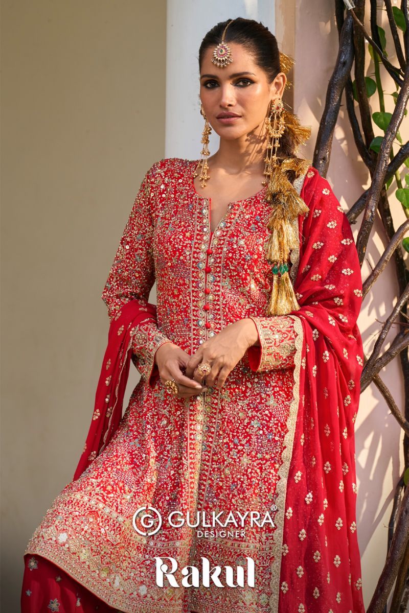 Gulkayra Rakul Real Georgette Handwork Designer Salwar Kameez Collection Wholesale