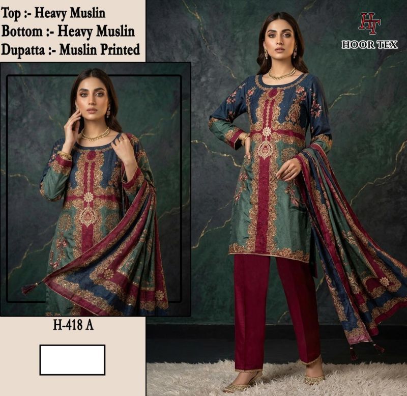 Buy Hoor Tex 418 A To D Muslin Printed Designer Salwar Kameez Collection Wholesale 2026