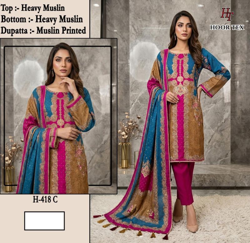 Buy Hoor Tex 418 A To D Muslin Printed Designer Salwar Kameez Collection Wholesale 2026
