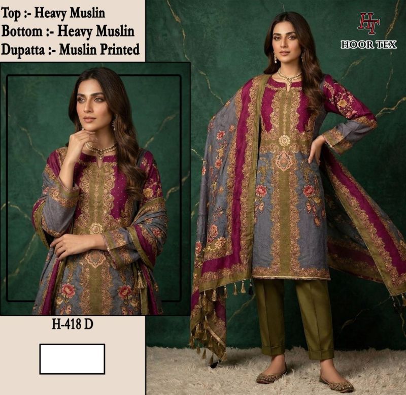 Buy Hoor Tex 418 A To D Muslin Printed Designer Salwar Kameez Collection Wholesale 2026