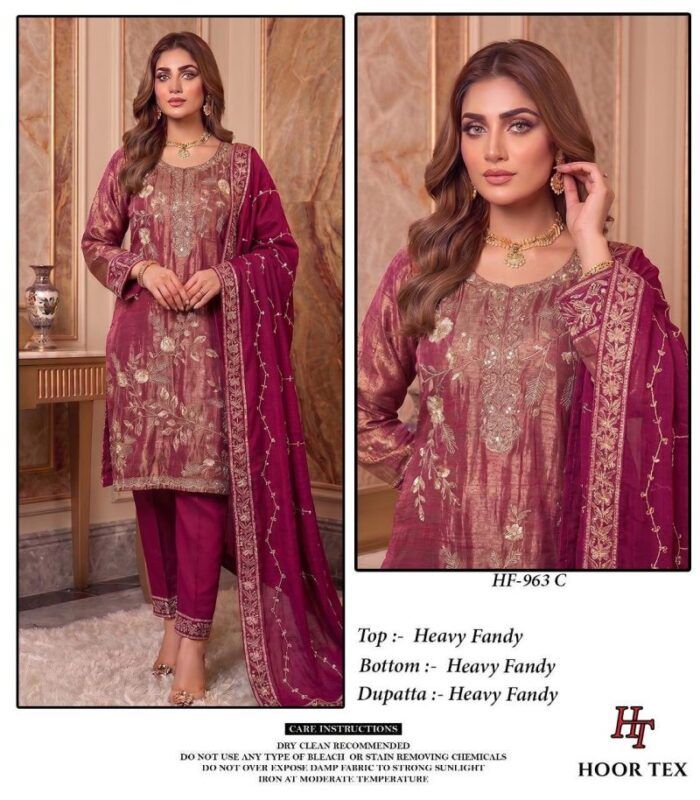 Buy Hoor Tex 963 A To D Fandy Embroidered Beads Work Farshi Salwar Kameez Wholesale 2026