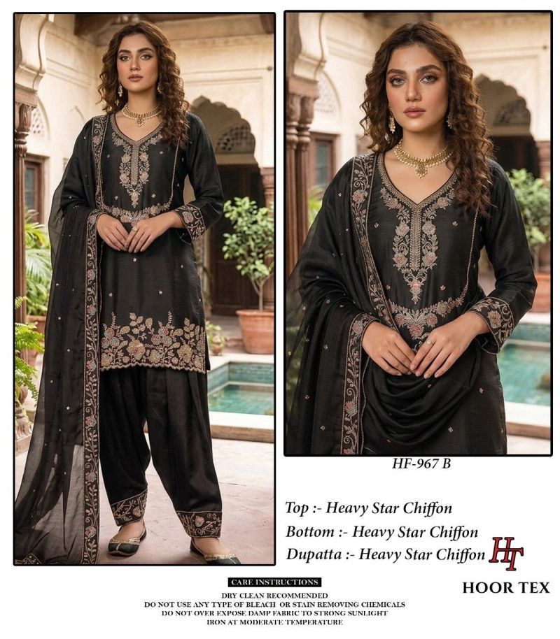 Latest Hoor Tex 967 A To D Star Chiffon Embroidered Designer Salwar Kameez Wholesale 2026