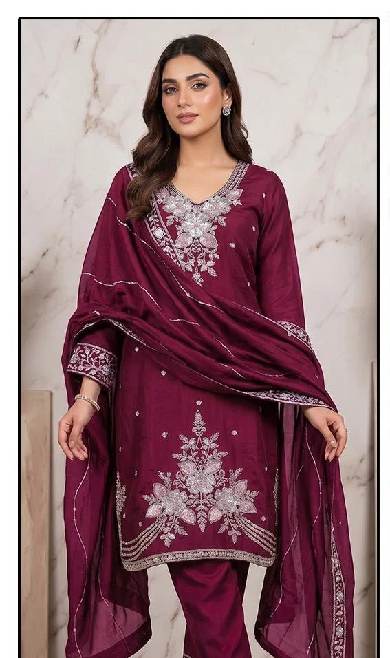 Hoor Tex 968 A To D Ho Glass Silk Embroidered Beads Work Designer Salwar Kameez Wholesale