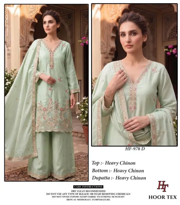 Launching Hoor Tex 978 A To D Chinon Embroidered Designer Salwar Kameez Wholesale 2026