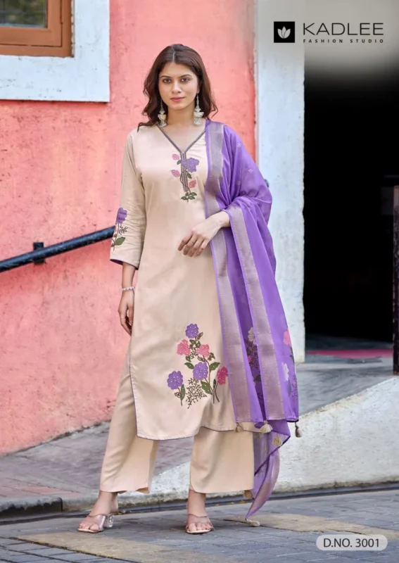 Stylish Kadlee Radhika Rayon Hand And Thread Work Kurti With Bottom Dupatta Wholesale 2026