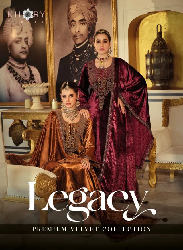 Kilory Legacy Velvet Embroidery And Hand Work Designer Salwar Kameez Wholesale