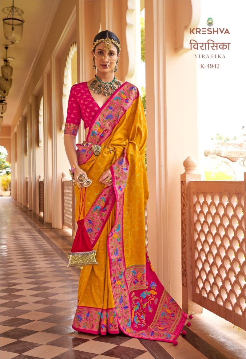 Kreshva Virasika Mercerized Silk Patola Designer Saree Collection Wholesale