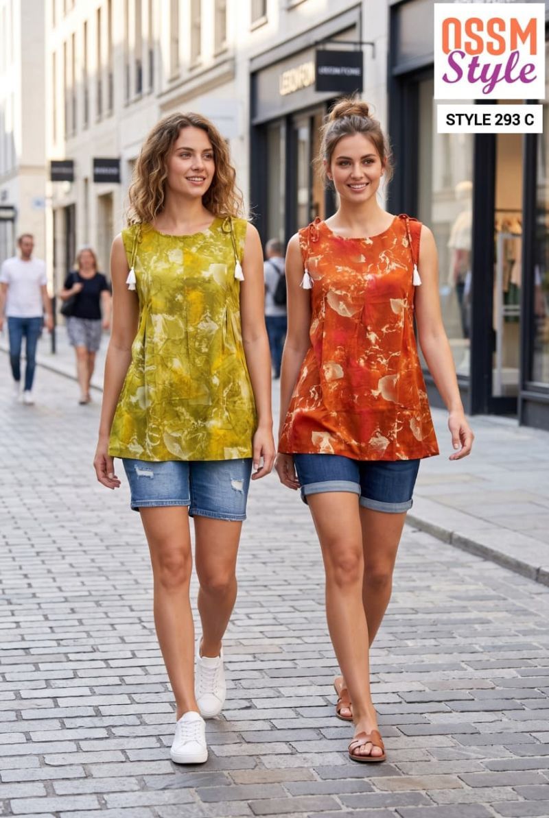 Stylish Ossm Style 293 A To G Rayon Foil Printed Fancy Top Collection Wholesale 2026
