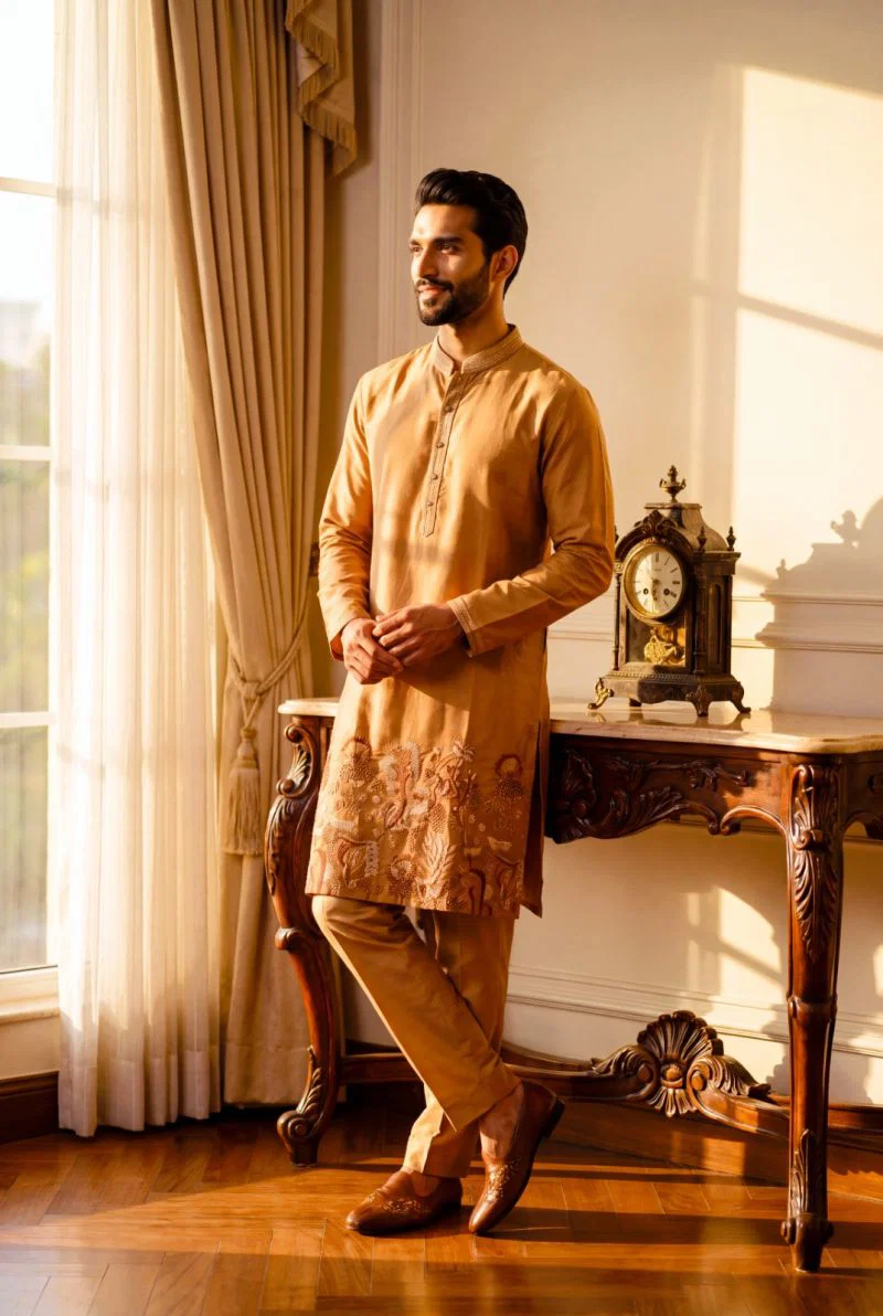 Outluk Wedding 54 Lachaka Embroidery Worked Kurta And Pajama Collection Wholesale
