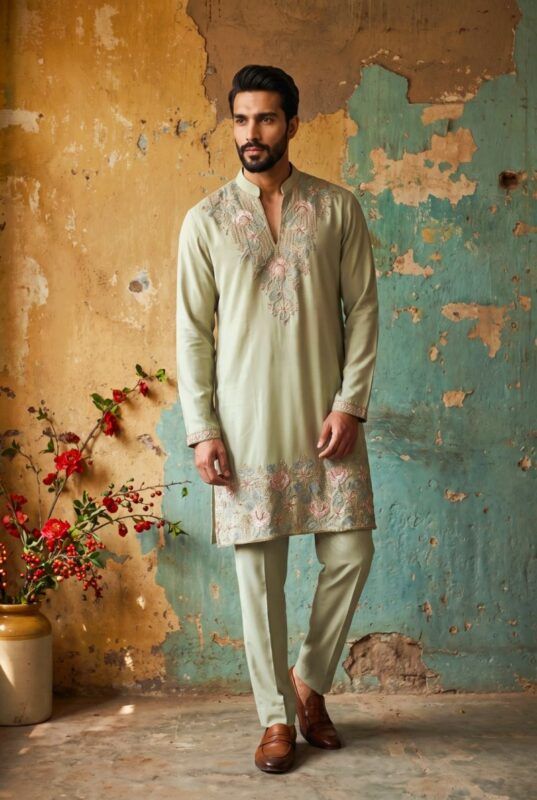 Beautiful Outluk Wedding 54 Lachaka Embroidery Worked Kurta And Pajama Collection Wholesale 2026