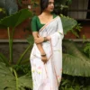 MNG 686 Linen With Gold Jari Border & Digital Print Saree Wholesale Supplier