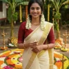 MNG 687 Chiku Linen with Gold Jari Kerala Saree Wholesale Supplier