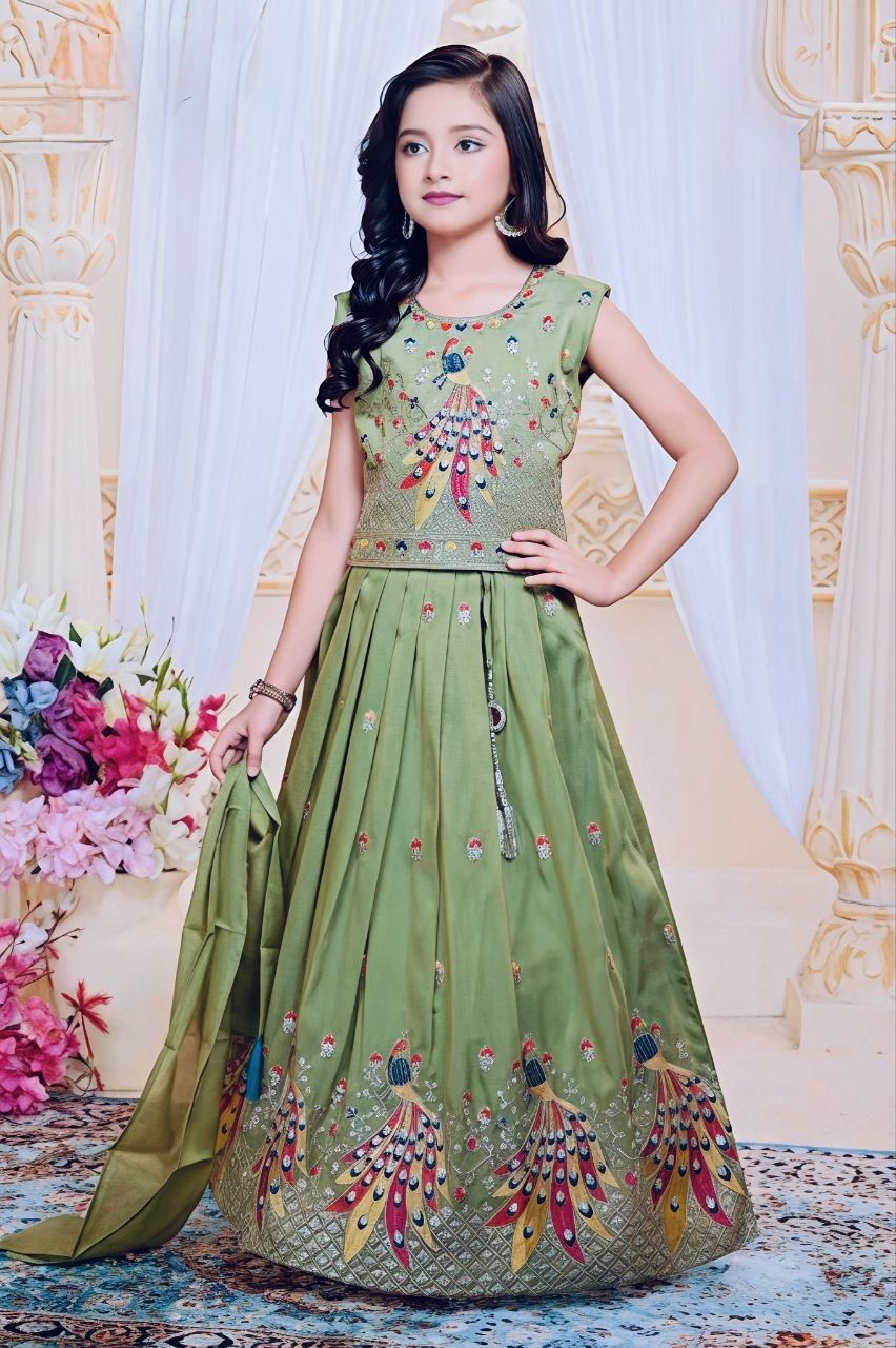 MRF 0020 Heavy Chinon Silk With Embroidery Work Kid Lehenga Choli Wholesale Surat