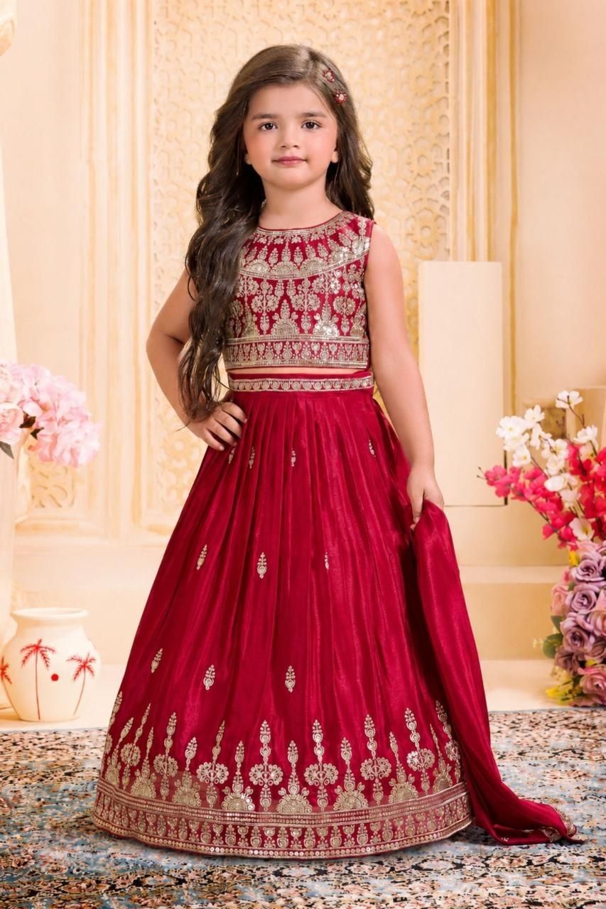 MRF 0020 Heavy Chinon Silk With Embroidery Work Kids Wear Lehenga Choli Wholesale Surat