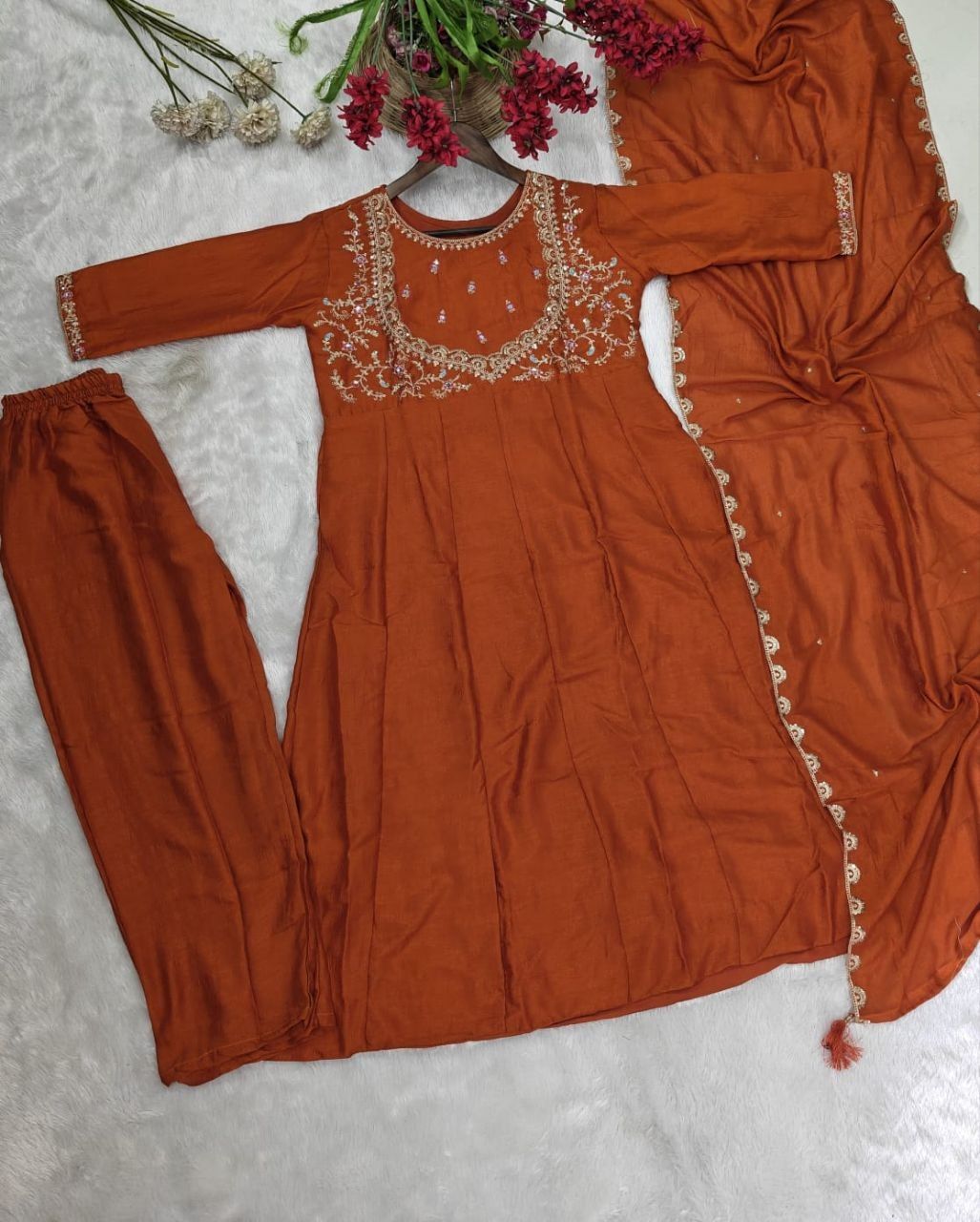 Buy Laxmy Vol 0509 Vichitra Silk Embroidery Work Kurti Bottom With Dupatta Set Wholesale