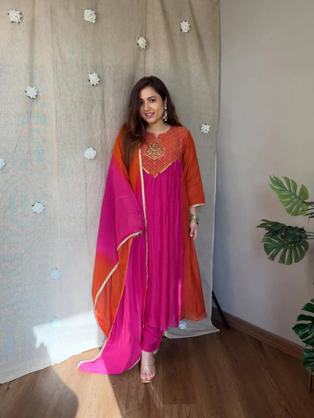 Yasu 1400 Pure Mal Chanderi Anarkali Top Pant Dupatta Set Wholesale Surat