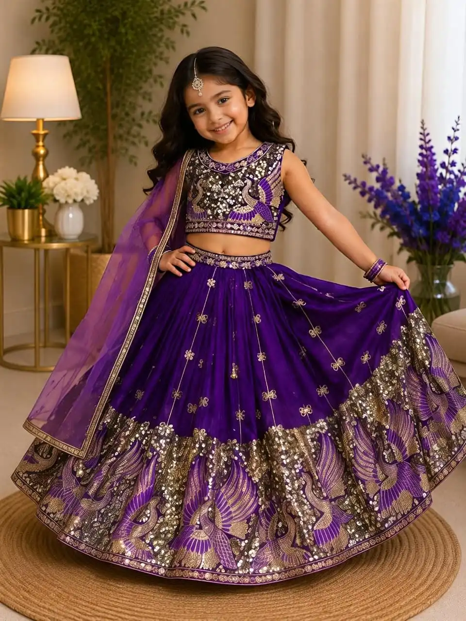 MRF 009 Soft Sindur Silk With Embroidery Work Kids Wear Lehenga Choli Wholesale Surat