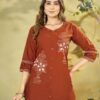 Lila 162 Pure Cotton With Embroidery Thread Work Co Ord Set Wholesale Supplier