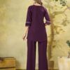 Lila 162 Pure Cotton With Embroidery Thread Work Co Ord Set Wholesale Supplier