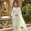 KR 425 Pure Linen Cotton With Hand Thread Work Kurti Pant Dupatta Set Wholesale Surat