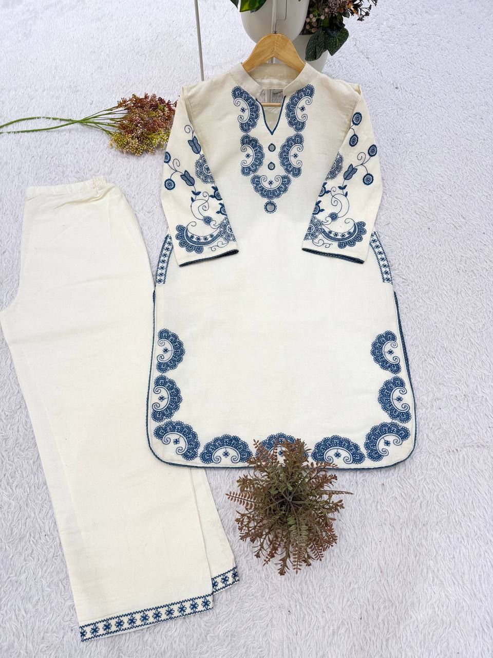 BV 498 Cora Cotton With Mirror and Embroidery Work Co Ord Set Wholesale Supplier