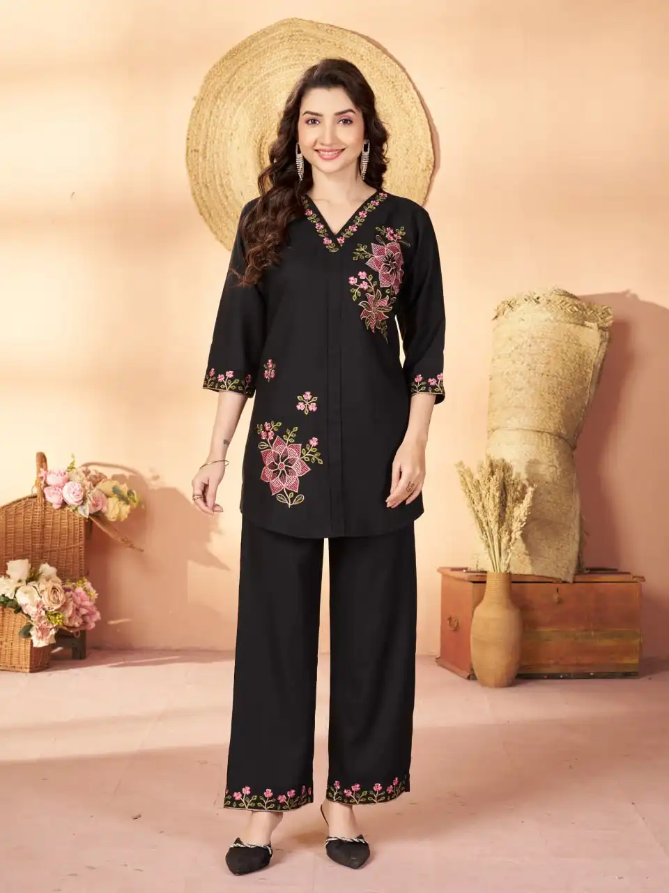 Lila 176 Heavy Rayon With Embroidery Thread Work Co Ord Set Wholesale Surat