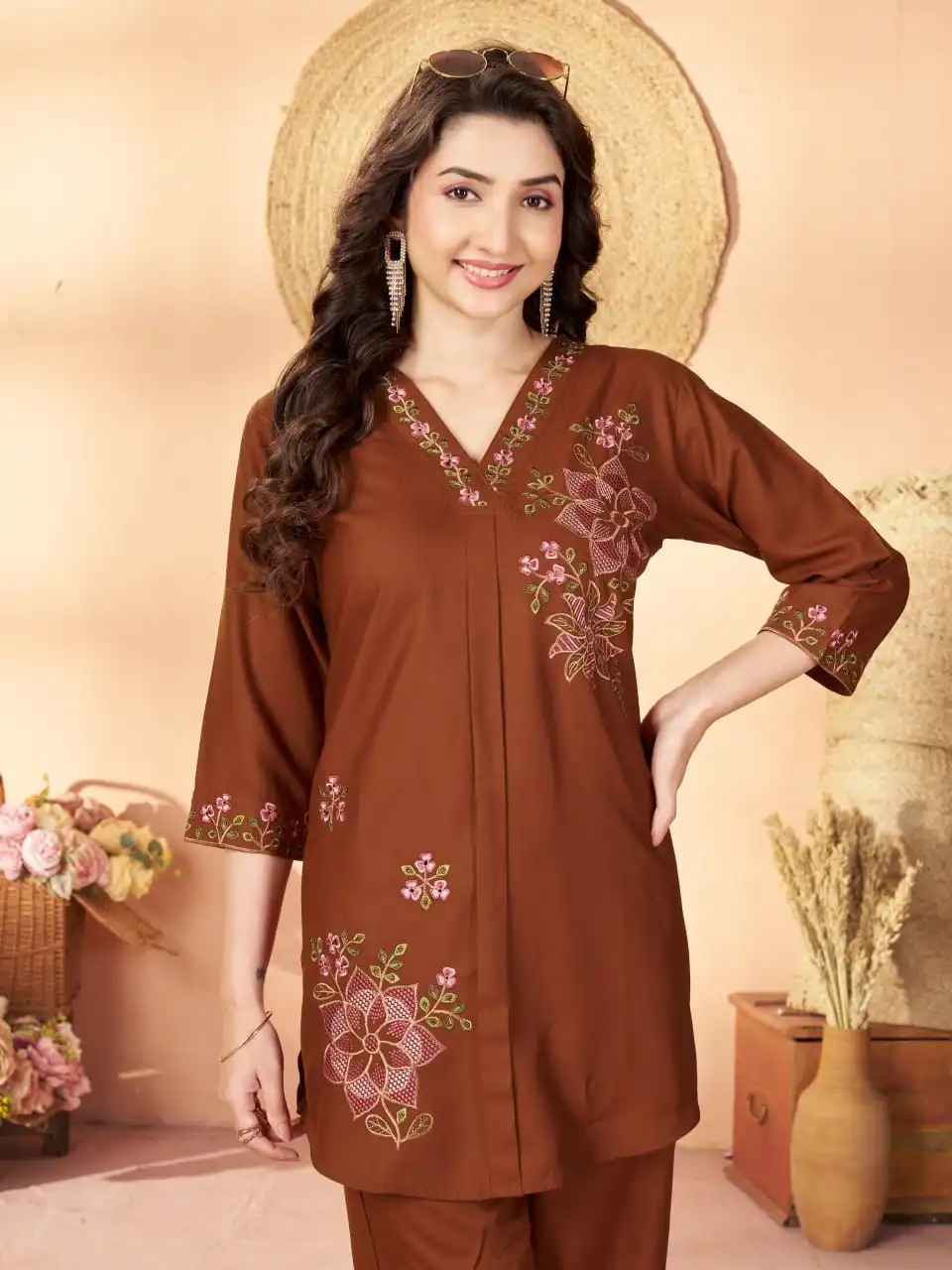 Lila 176 Heavy Rayon With Embroidery Thread Work Co Ord Set Wholesale Surat