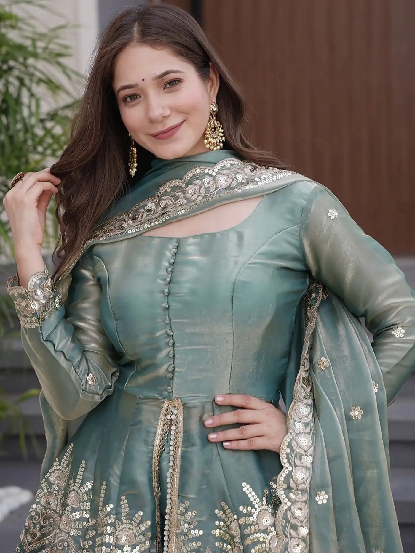 FFD Firozi Koyal Fandy With Embroidery Work Top Bottom Dupatta Set Wholesale Surat