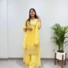 BV 501 Crunchy With Embroidery Work Top Plazzo With Dupatta Set Wholesale Surat