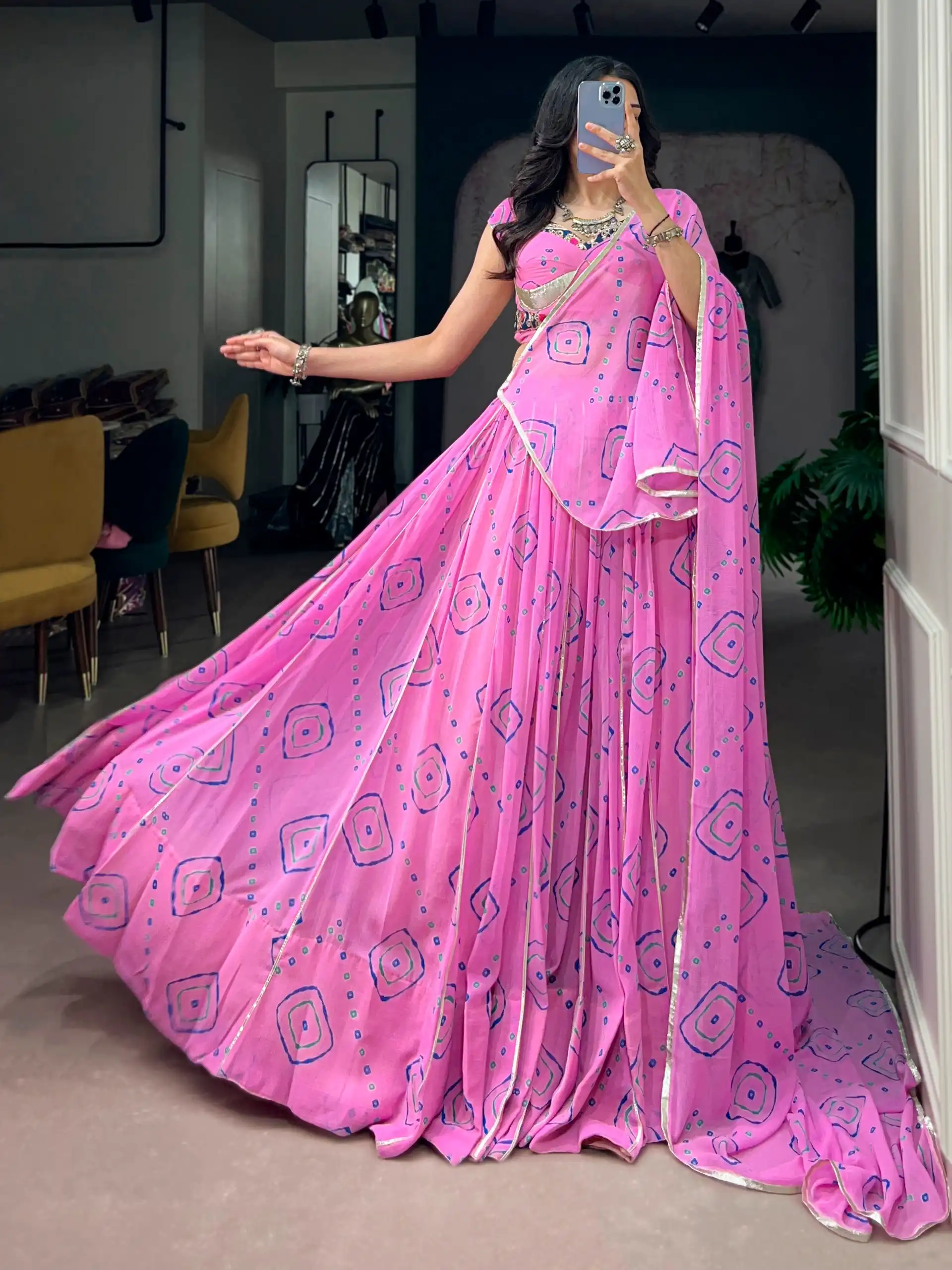 WMN 1742 Bandhej Print With Gota Patti Lehenga Choli Wholesale Supplier