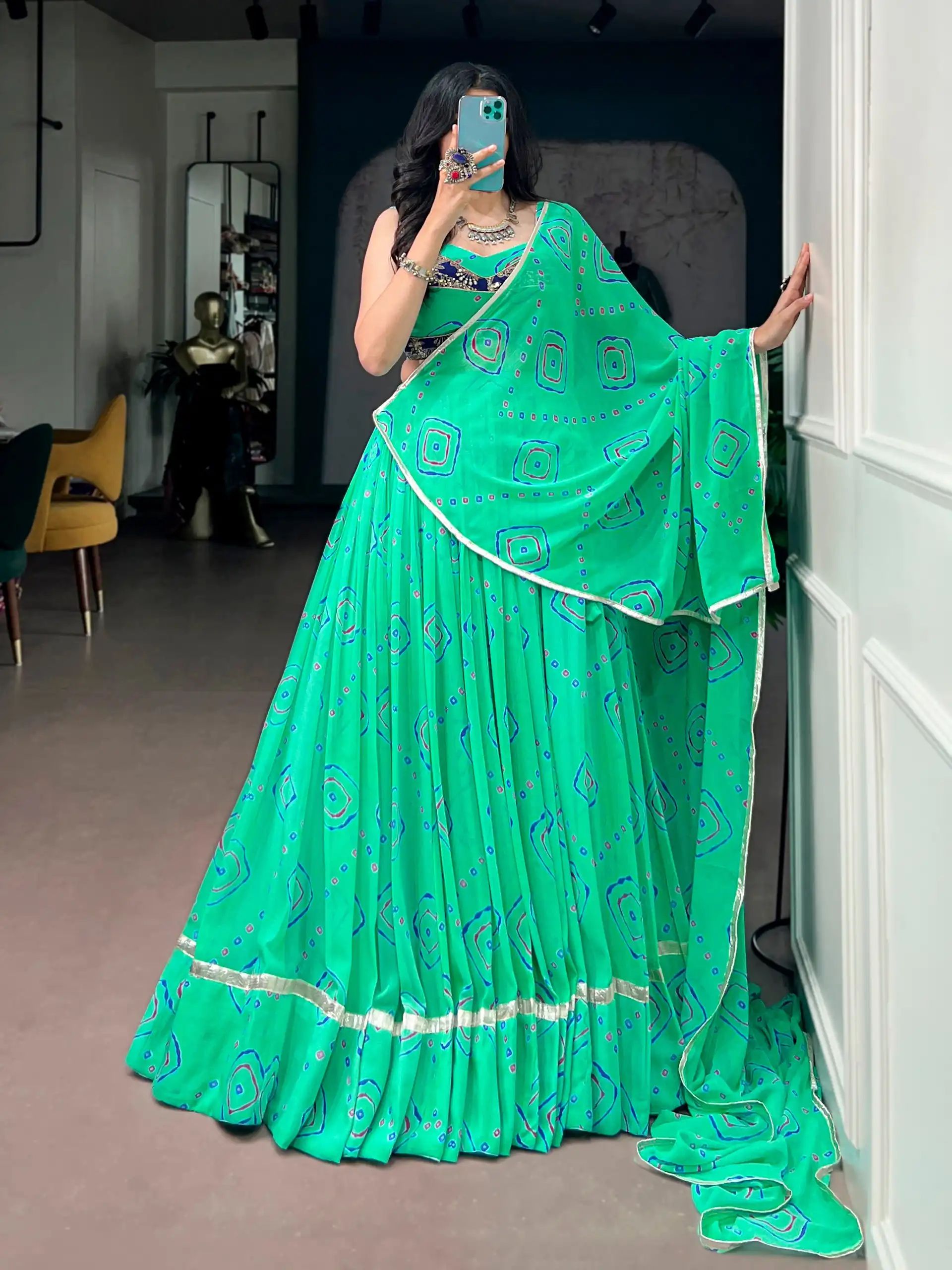 WMN 1742 Bandhej Print With Gota Patti Lehenga Choli Wholesale Supplier