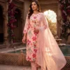 KR 422 Pure Linen Cotton With Hand Thread Work Kurti Pant Dupatta Set Wholesale Surat