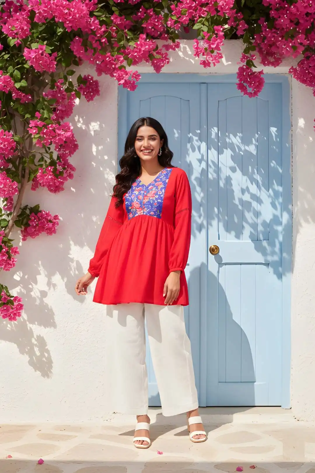 Shiv 1020 georgette Printed V Neck Short Kurti Wholesale Supplier